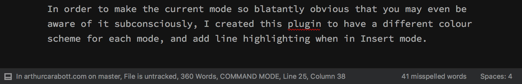 Current Mode in the status bar